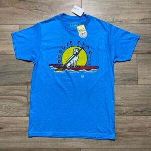 The Duck Company Unisex Doggie Paddle Graphic‎ Tee Size Adult Medium Turquoise